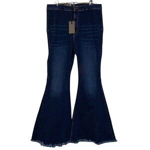 Lucky & Blessed dark wash high rise flare jeans